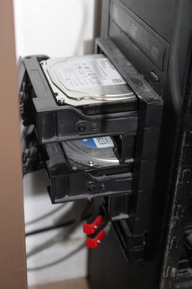 my hot-swap hard drives sticking out the front of my server